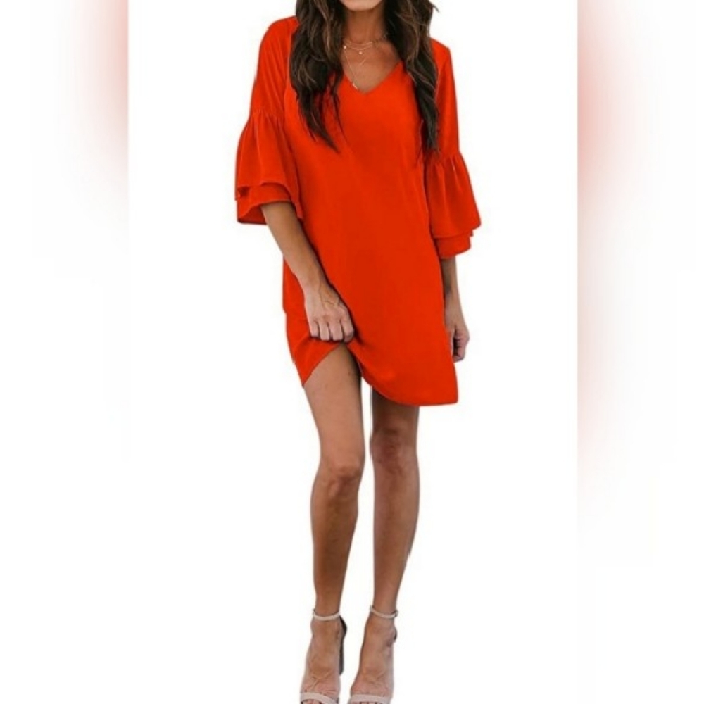 🌞V-Neck Bell Sleeve - Picture 1 of 4